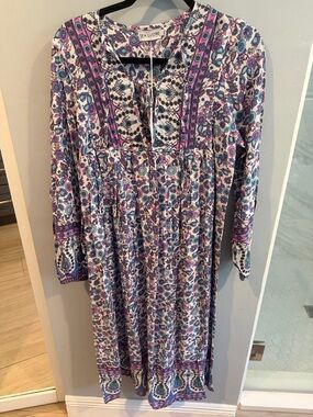 Purple Floral Boho Midi Dress